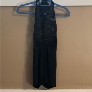 black lace backless romper